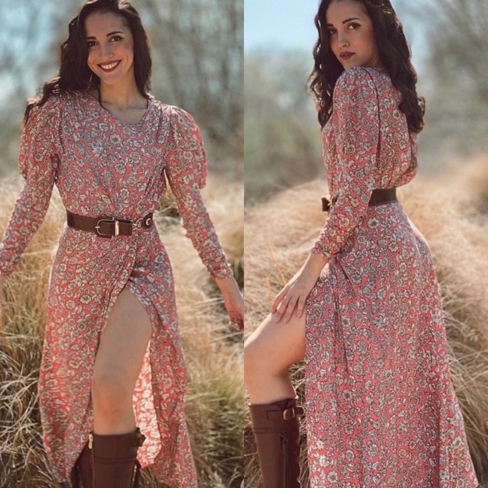 Zara Floral Print Puff Sleeve Dress